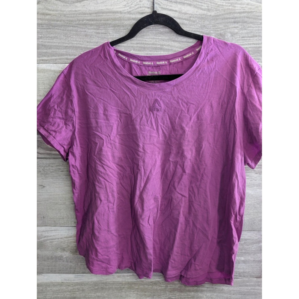 Reebok Womens Top Plus Size XXL 2X Purple Short Sleeve Athletic T Tee Shirt Logo